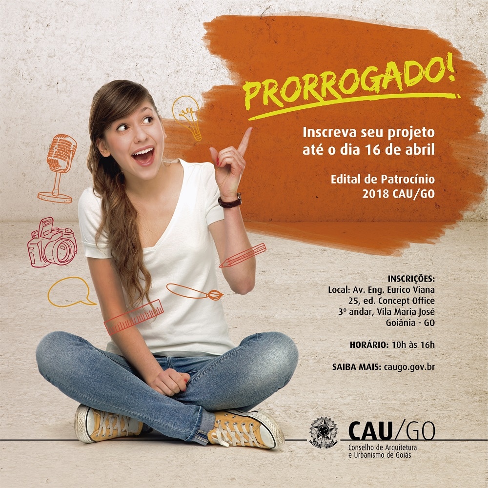 Edital de patrocínio do CAU/GO no valor de R$ 70 mil recebe inscrições até 16/4