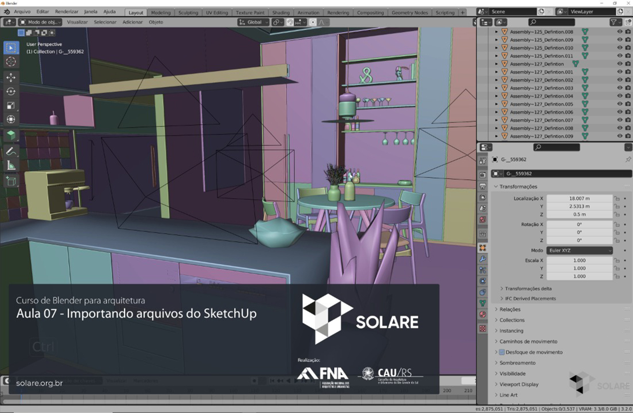 Quarto curso do Solare aborda modelagem 3D com software Blender